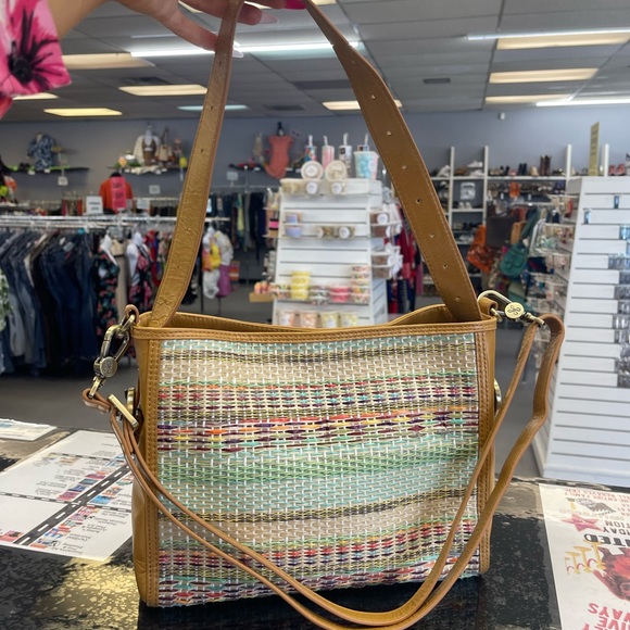 HOBO Brown and Tan Shoulder Bag with Geometric Pattern - Picture 1 of 7